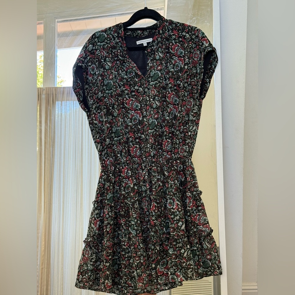 Rebecca Minkoff Pink and Green Smocked Mini Sundress